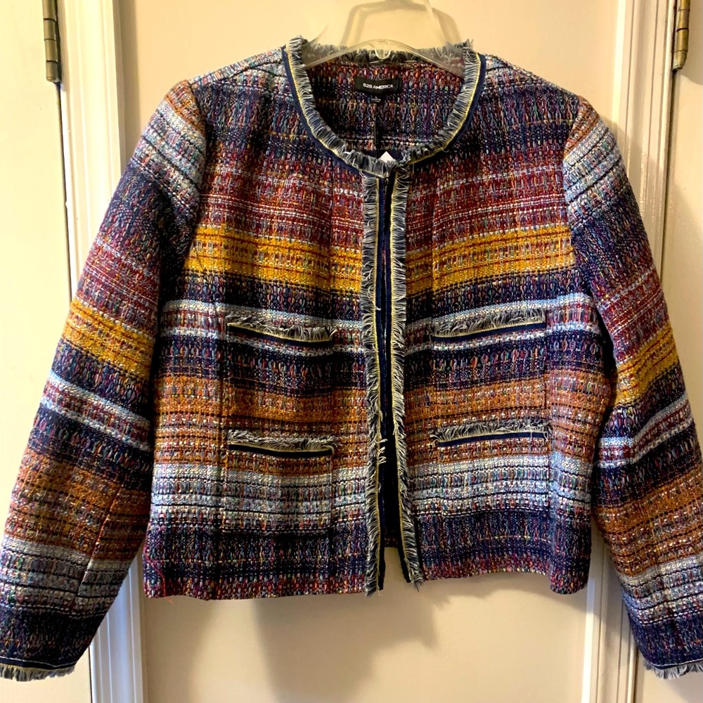 525 America multi color cropped jacket. Size small.